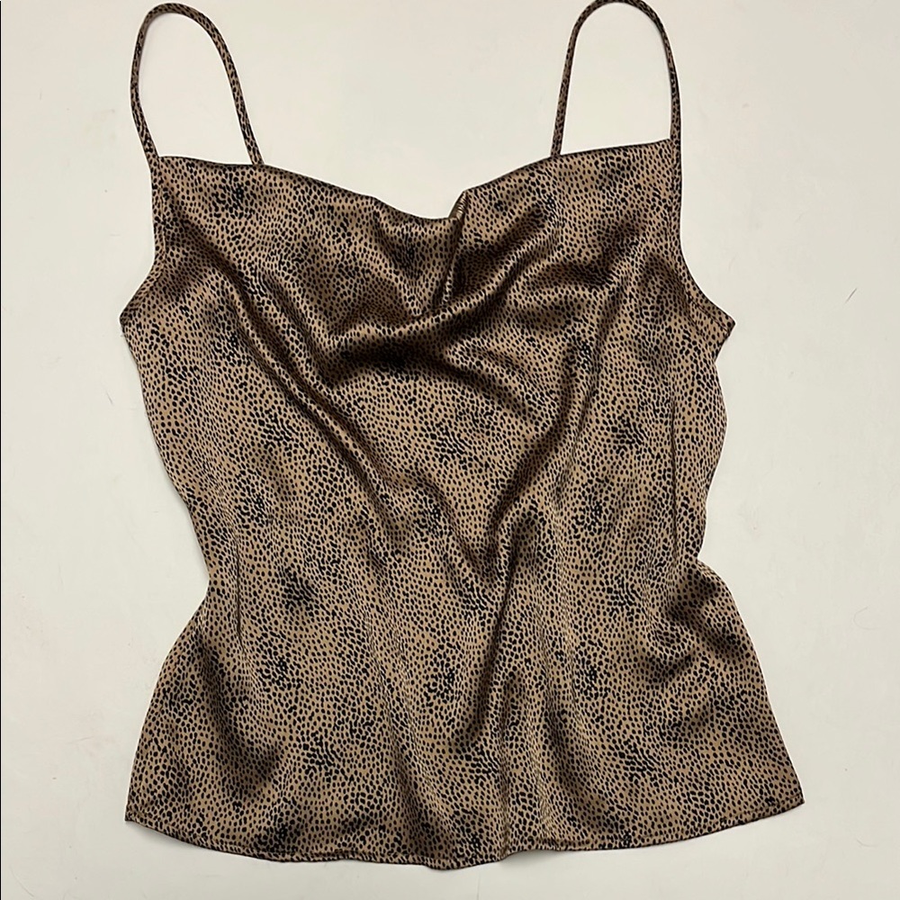 Sincerely Jules Animal Print Cami Tank Cowl Neck Cheetah Spaghetti Straps Sz M